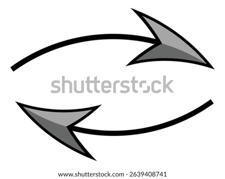 Both side arrow vector icons. curved arrow vector, arc black arrows on white background. Vector illustration.