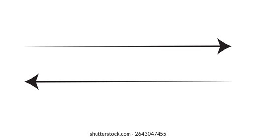  Both side black arrow vector single icon. Right arrow icon vector isolated on white background, Black arrow icon on white background.