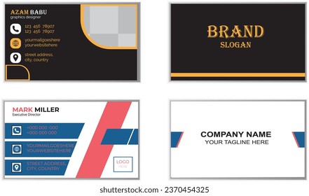 Diseño de tarjetas de visita estiloso, moderno, sencillo, limpio y profesional. Fácil de personalizar cualquier color, texto y forma. 