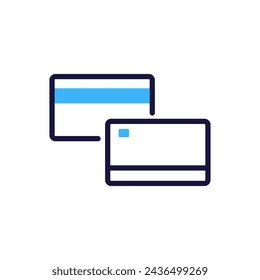 Both sides of a credit card icon, vector illustration symbol for financial services, payment options, and banking concept