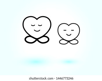 Both vector hearts are meditating on light blue background.Graphic design in the concept of love.Vector love symbol for Valentine's Day, Mother's Day and Father's Day.Vector illustration.