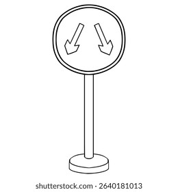 both way sign illustration hand drawn outline vector