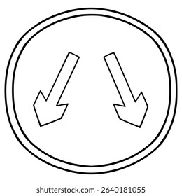 both way sign illustration hand drawn outline vector