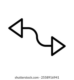 both ways swirl line arrow isolated vector icon