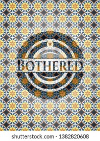 Bothered arabic badge background. Arabesque decoration.
