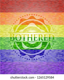 Bothered emblem on mosaic background with the colors of the LGBT flag