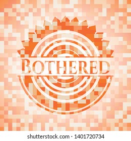 Bothered orange mosaic emblem with background