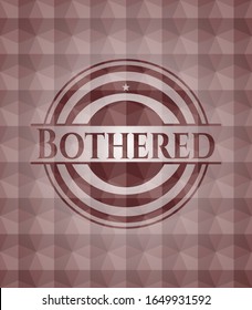 Bothered red seamless badge with geometric pattern background.