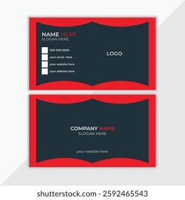 Both-sided creative business card template. Vector illustration find similar. Minimal stylish and Luxury dark black and red type colors. Luxury business card design for professional business man.