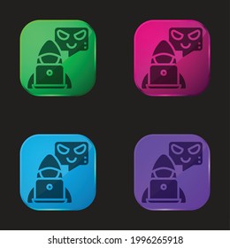 Botnet four color glass button icon