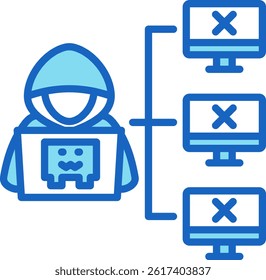 Botnet Icon Blue Vector Illustration