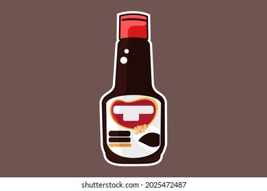 Botol plastik kecap manis klasik (Translate: Classic sweet soy sauce plastic bottle) in Indonesia vector illustration.