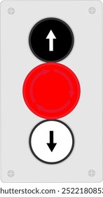 BOTON DE APERTURA Y CIERRE CON STOP TIPO PRESSIONE PARA CIMA-PARE-PARA BAIXO Botão de controle elétrico Botão preto, seta branca, desligamento de emergência, vermelho, seta circular botão branco seta preta