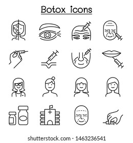 Botox , Anti aging icon set in thin line style