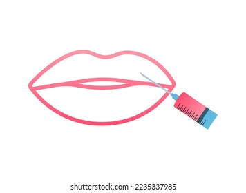 Botox or hyaluronic acid injection. Contour plastic. Vector stock illustration.