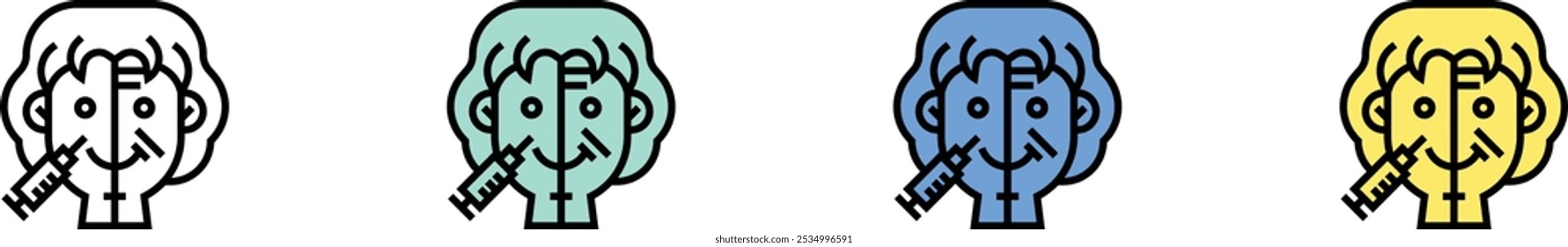 botox icon. Outline, Green, Blue and Yellow Style Design Isolated On White Background