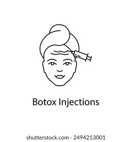  Inyecciones de Botox, Inyecciones Cosméticas, Tratamiento Anti-Arrugas, Rejuvenecimiento Facial, Tratamiento Botox, Icono Botox, con trazo editable.