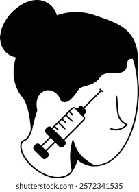 Botox for a slimmer jawline isometric vector icon, beauty and personal care symbol, cosmetic dermatology sign, body aesthetics stock illustration, Botulinum toxin being injected in human face concept