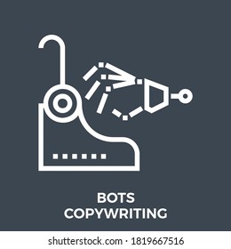 Bots Copywriting Thin Line Vector Icon Isolated on the Black Background.