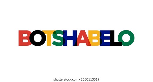 Botshabelo in the South Africa emblem. The design features a geometric style, vector illustration with bold typography in a modern font. The graphic slogan lettering.