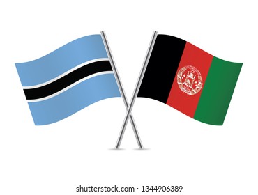 Botswana and Afganistan flags. Vector illustration.