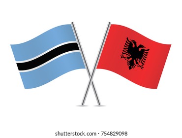 Botswana and Albania flags. Vector illustration.