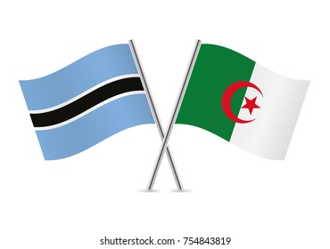 Botswana and Algeria flags.Vector illustration.