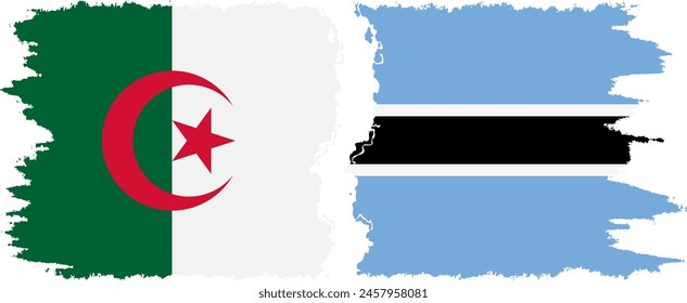 Botswana and Algeria grunge flags connection, vector