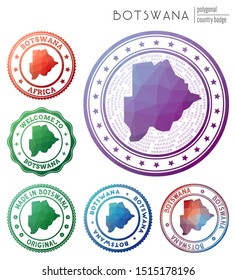 Botswana badge. Colorful polygonal country symbol. Multicolored geometric Botswana logos set. Vector illustration.