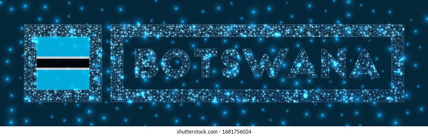 Botswana badge. Flag of Botswana in glowing network geometric style. Elegant vector illustration.