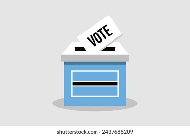 Botswana Ballot Box Flat and minimalist vector illustration concept. Vote Conceptual Art. Elections.