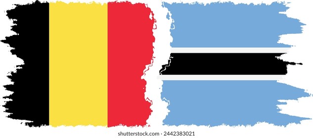 Botswana and Belgium grunge flags connection, vector