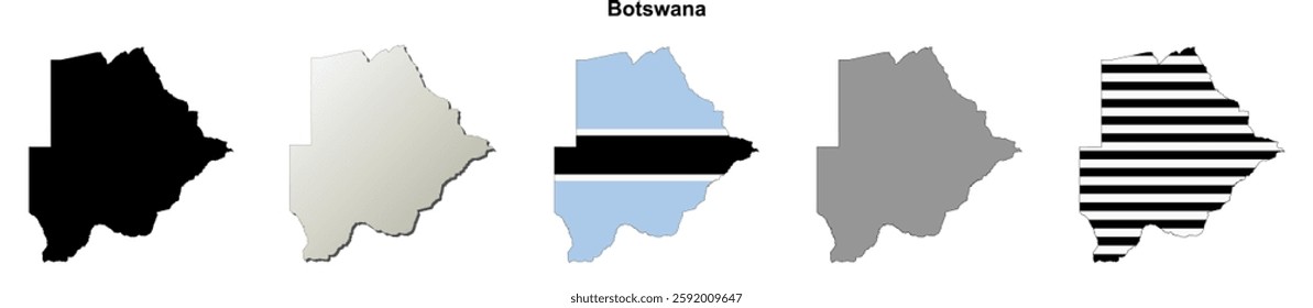 Botswana blank outline map set