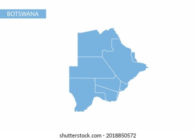 Mapa azul de Botsuana detallado vector.