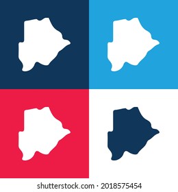 Conjunto de iconos mínimo de cuatro colores azul y rojo de Botswana