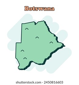 Botswana Cartoon farbige Karte Symbol in Comic-Stil. Piktogramm zur Darstellung von Country. In: Nation Geography Splash Business Concept.
