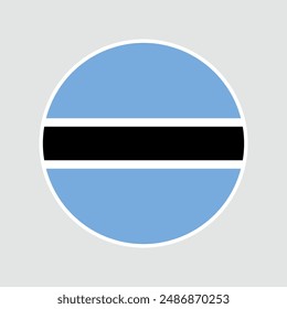 Botswana circle flag. Flag icon. Standard color. Digital illustration. Round icon flag. Vector illustration.
