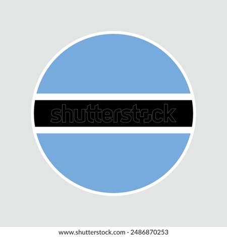 Botswana circle flag. Flag icon. Standard color. Digital illustration. Round icon flag. Vector illustration.