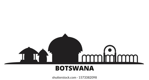 Botswana city skyline isolated vector illustration. Botswana travel black cityscape
