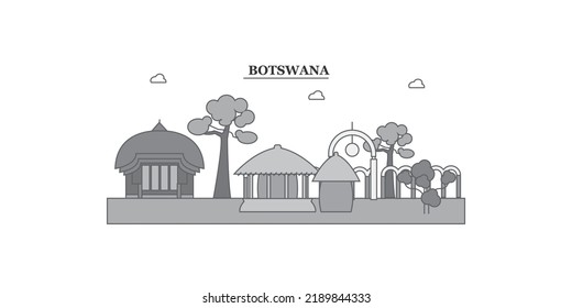 Botswana City Skyline Isolated Vector Illustration, Icons