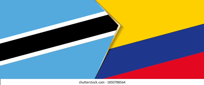 Botswana and Colombia flags, two vector flags symbol of relationship or confrontation.