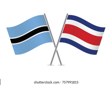 Botswana and Costa Rica flags.Vector illustration.