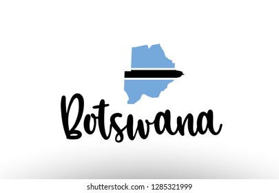 Botswana country big text with flag inside map suitable for a logo icon design