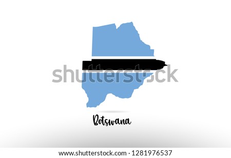 Botswana country flag inside country border map design suitable for a logo icon design