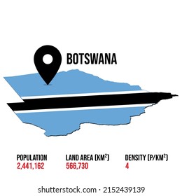 Botswana country location map Land Area Density population perfect to used for infographic