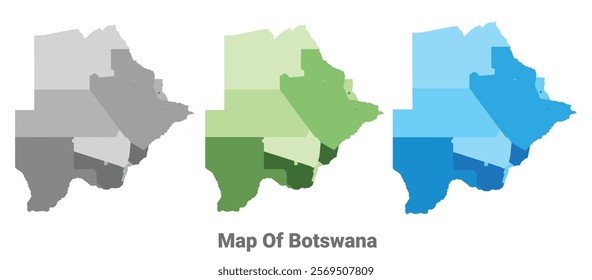 Botswana country map in different colors