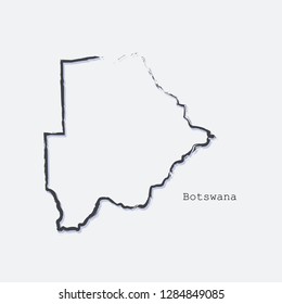 Botswana country map line shape. Brush style. Vector illustration