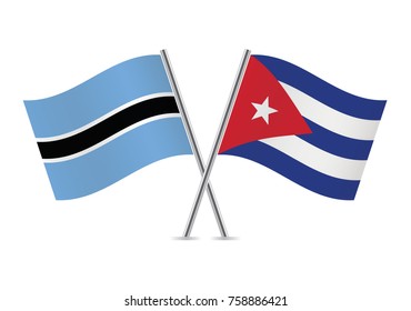 Botswana and Cuba flags.Vector illustration.