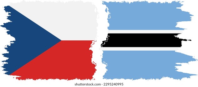 Conexión de banderas grises de Botswana y la República Checa, vector