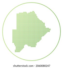 Botswana digital badge. Dotted style map of Botswana in a circle. Tech icon of the country with gradient dots. Charming vector illustration.